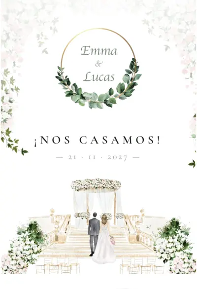 Invitación de boda digital de Qelebra — diseño Classic Animated