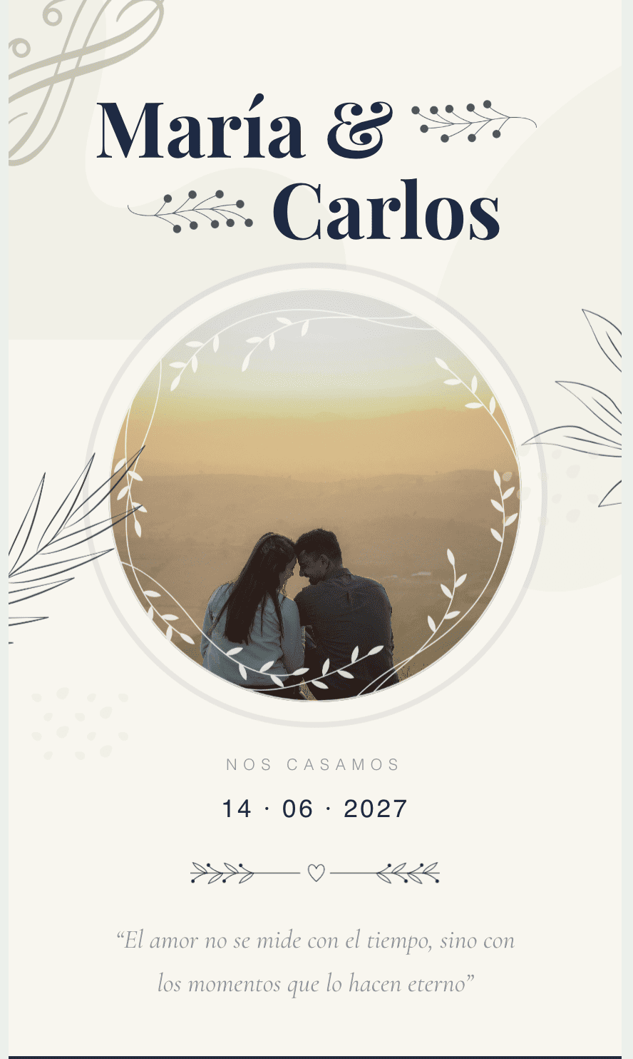 Invitación de boda digital de Qelebra — diseño Salvia